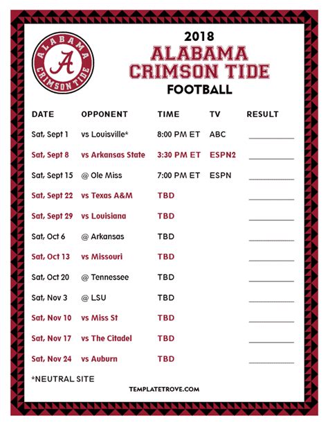 alabama crimson tide 2018 schedule|university alabama football schedule.